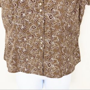 ROPER Tan Floral Western Snap Front Shirt Short Sleeves Large Cowgirl Equestrian